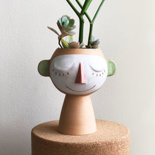 Stoneware dreamers vase on cork platform