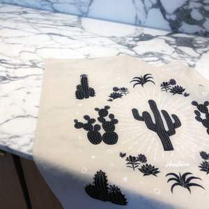 Succulent Cacti Tea Towel on Kitchen Counter Top