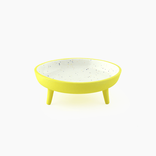 yellow speckled legged porcelain catchall