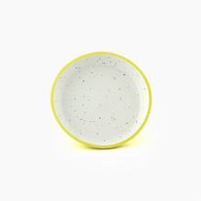 yellow speckled legged porcelain catchall top view